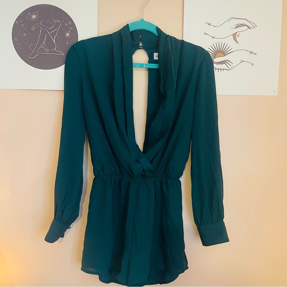 Superdown Romper Lowcut long-sleeve Green Women’s XXS